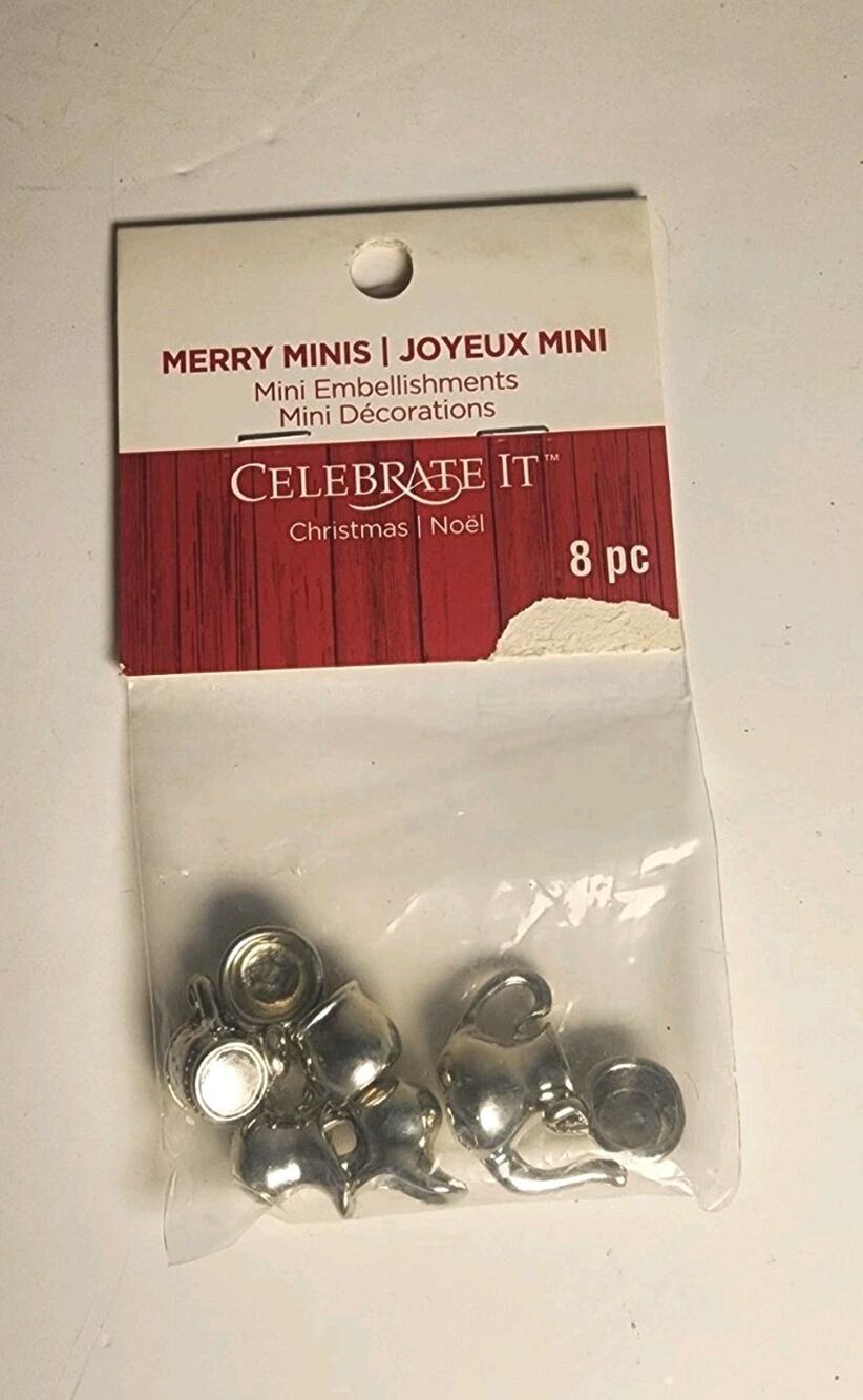 CELEBRATE IT Christmas Mini Embellishments 8pc Tea Set Miniature